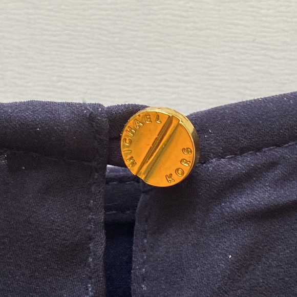 Michael Kors navy blue top size 10 with gold detailing around neck and train - Picture 9 of 13